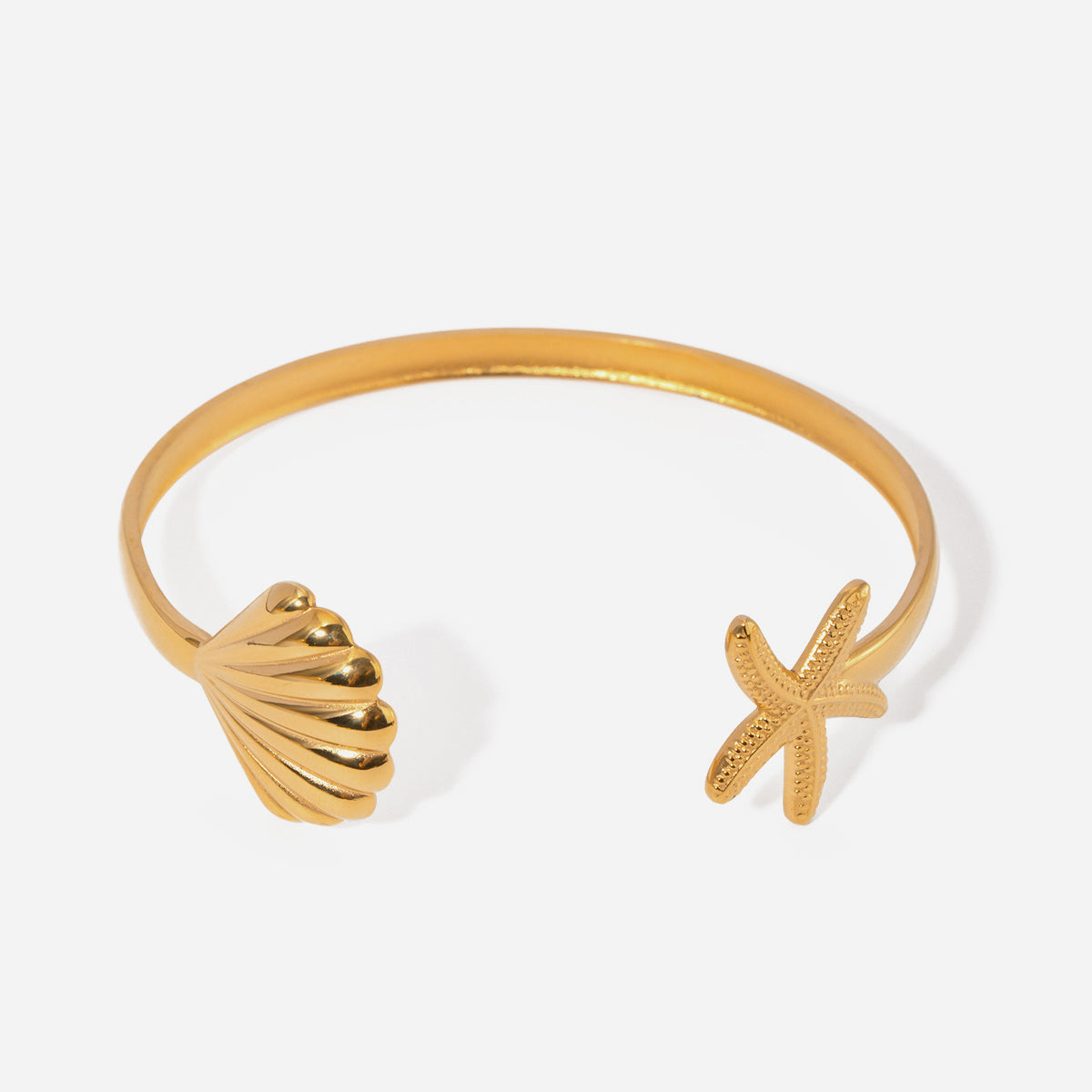 Gold Starfish Shell Open Bracelet